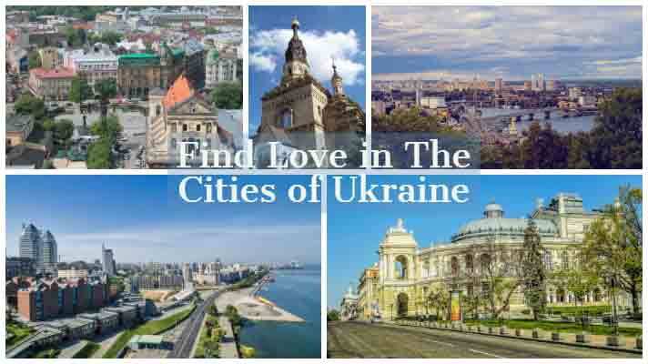 A collage of the cities to find Ukraine love.