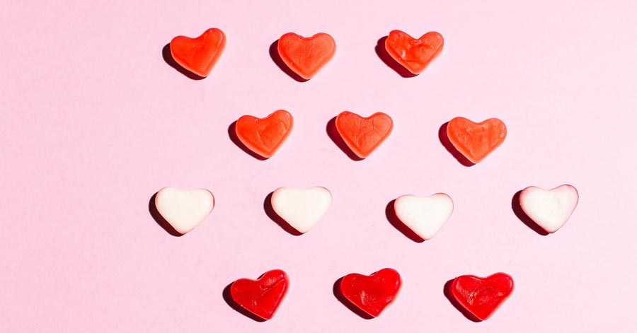 Hearts against a pink background.